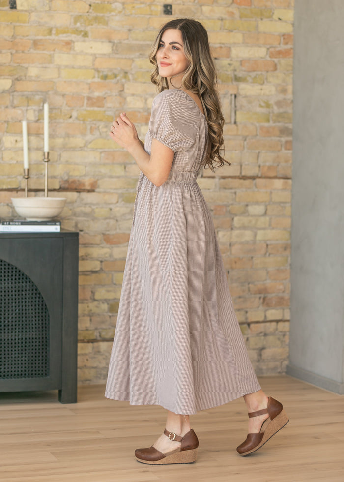 Gingham Sweetheart Neck Maxi Dress FF Dresses