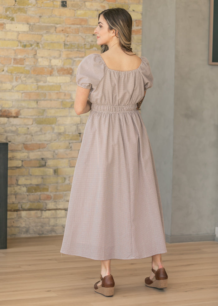 Gingham Sweetheart Neck Maxi Dress FF Dresses