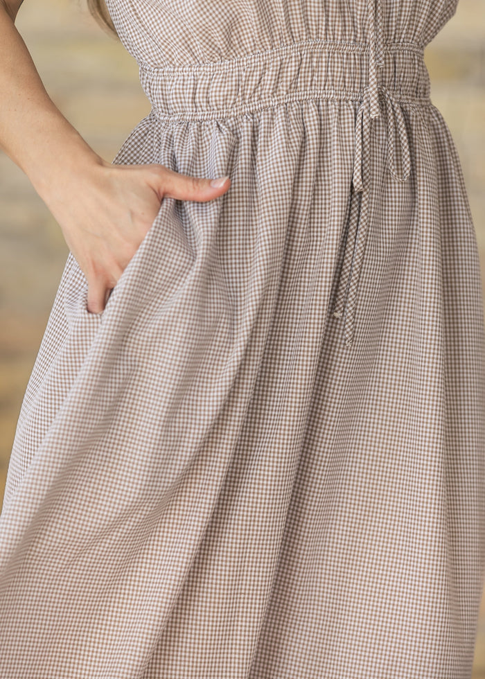 Gingham Sweetheart Neck Maxi Dress FF Dresses