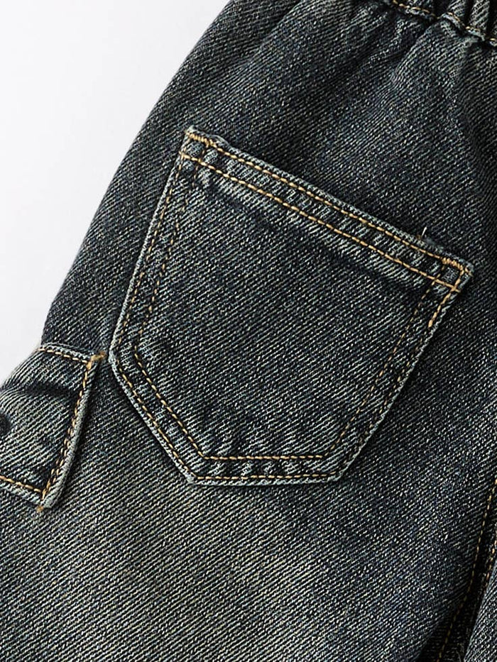 Girls Bow Stretch Wide-Leg Jeans No Belt