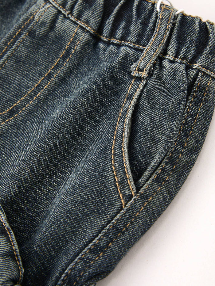 Girls Bow Stretch Wide-Leg Jeans No Belt