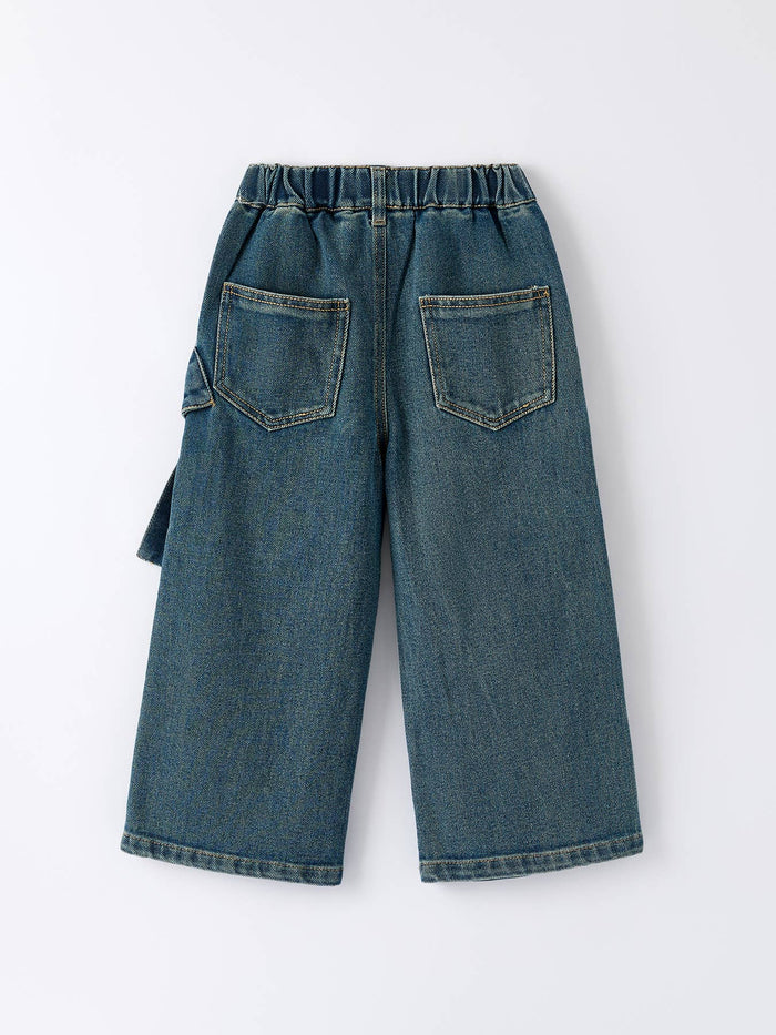 Girls Bow Stretch Wide-Leg Jeans No Belt
