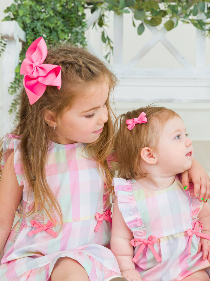 Girls Bubblegum Pink Mini Bow Hair Clip Set