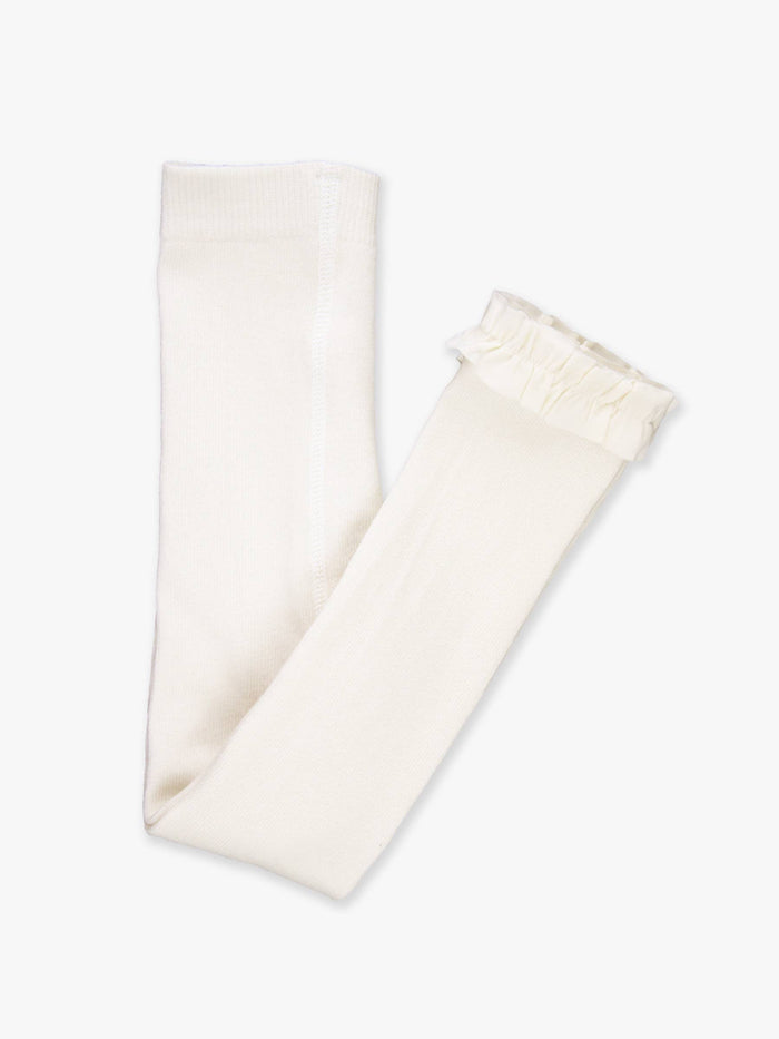 Girls Ivory Footless Ruffle Tights