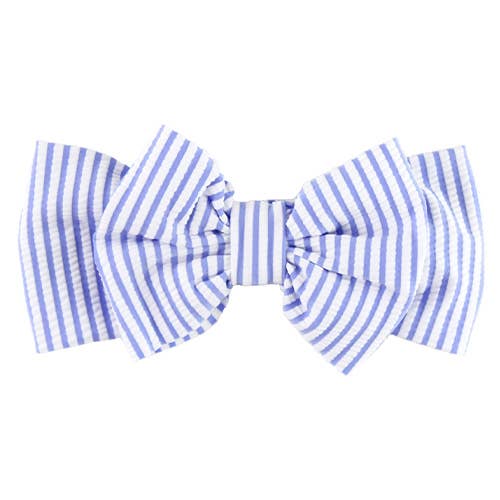 Girls Periwinkle Blue Seersucker Seersucker Swim Bow Headband