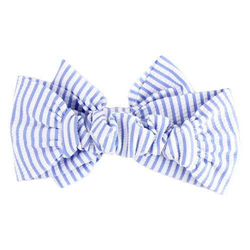 Girls Periwinkle Blue Seersucker Seersucker Swim Bow Headband