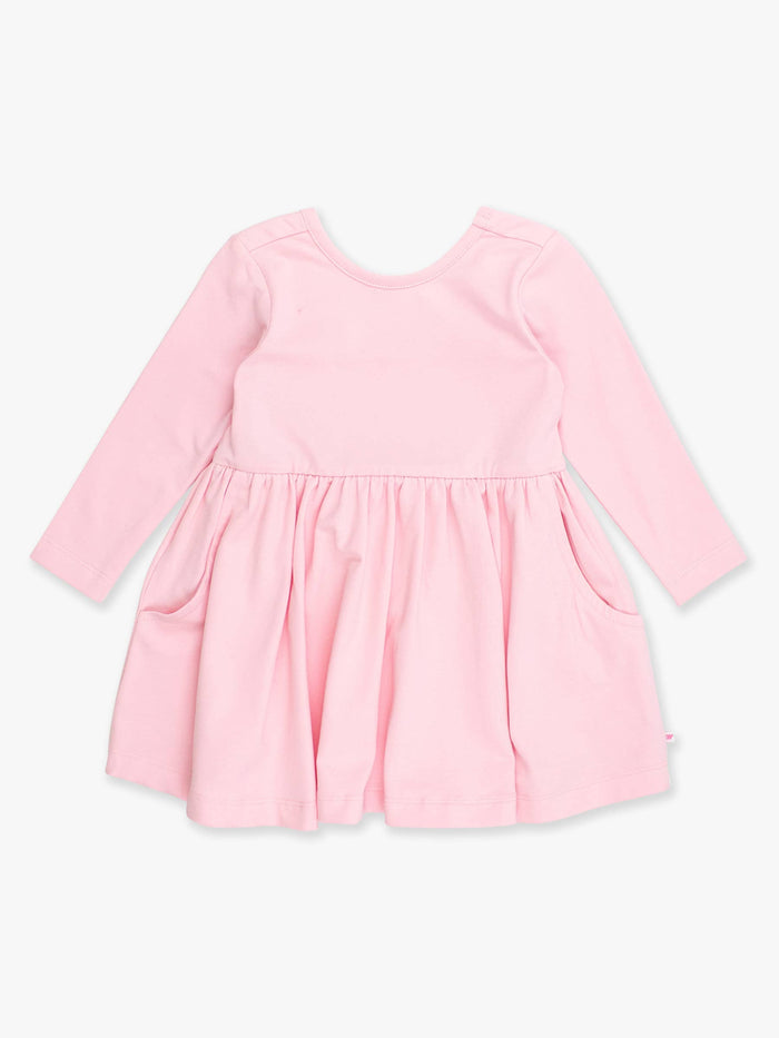 Girls Pink Knit Long Sleeve Twirl Dress