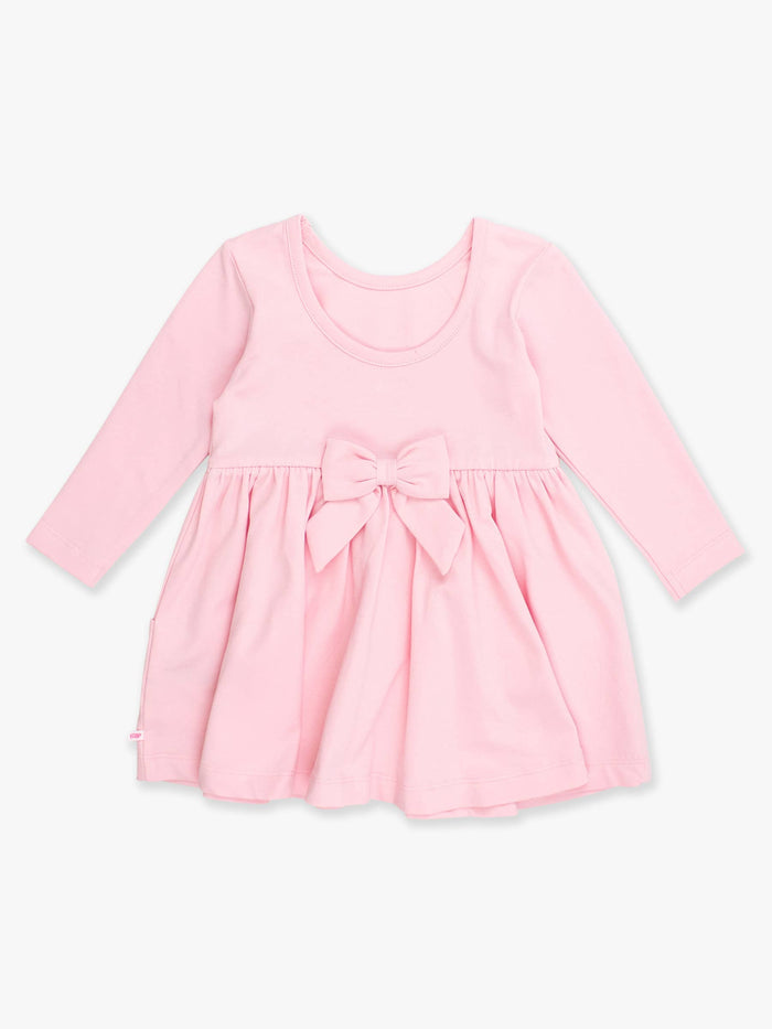 Girls Pink Knit Long Sleeve Twirl Dress