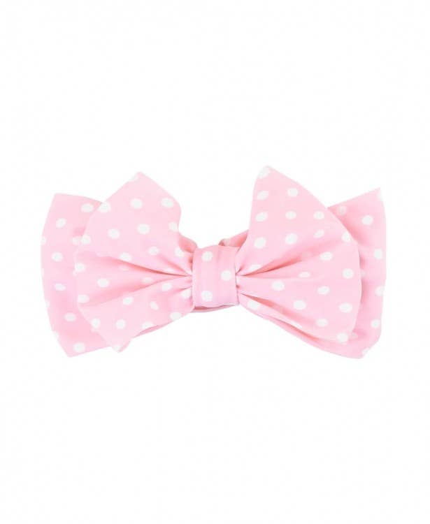 Girls Pink Polka Dot Swim + Active Bow Headband
