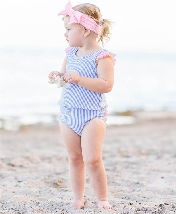 Girls Pink Polka Dot Swim + Active Bow Headband