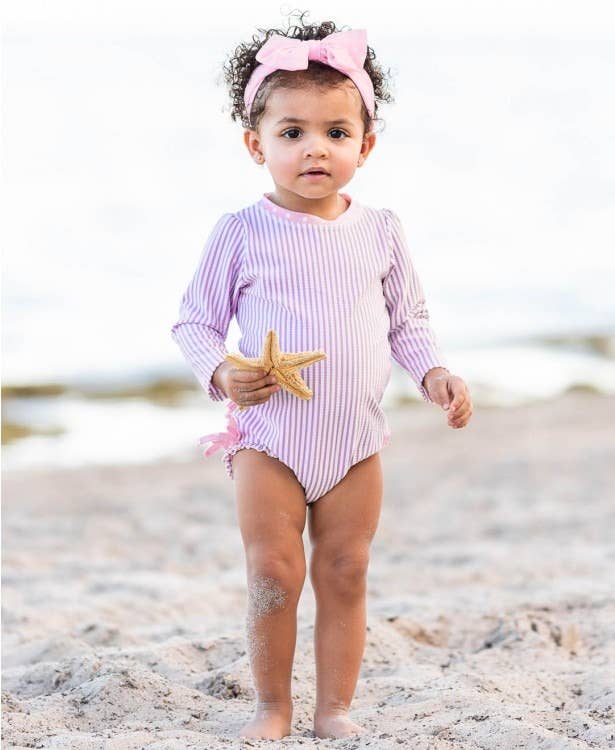 Girls Pink Polka Dot Swim + Active Bow Headband