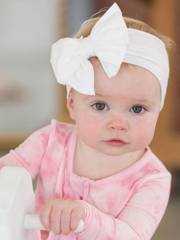 Girls White Big Bow Headband