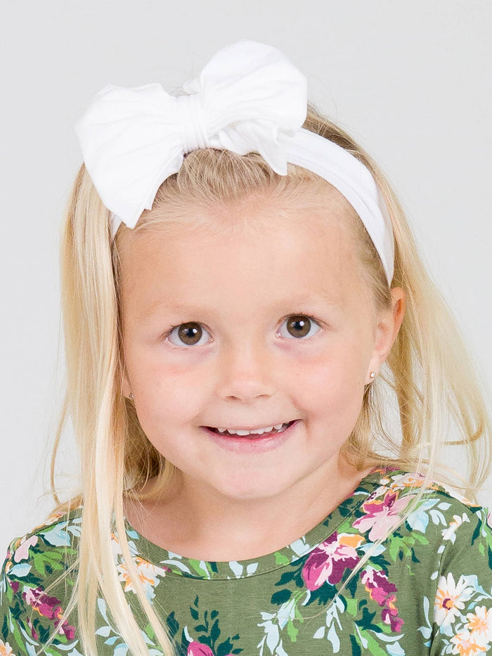 Girls White Big Bow Headband