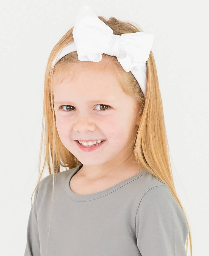 Girls White Big Bow Headband