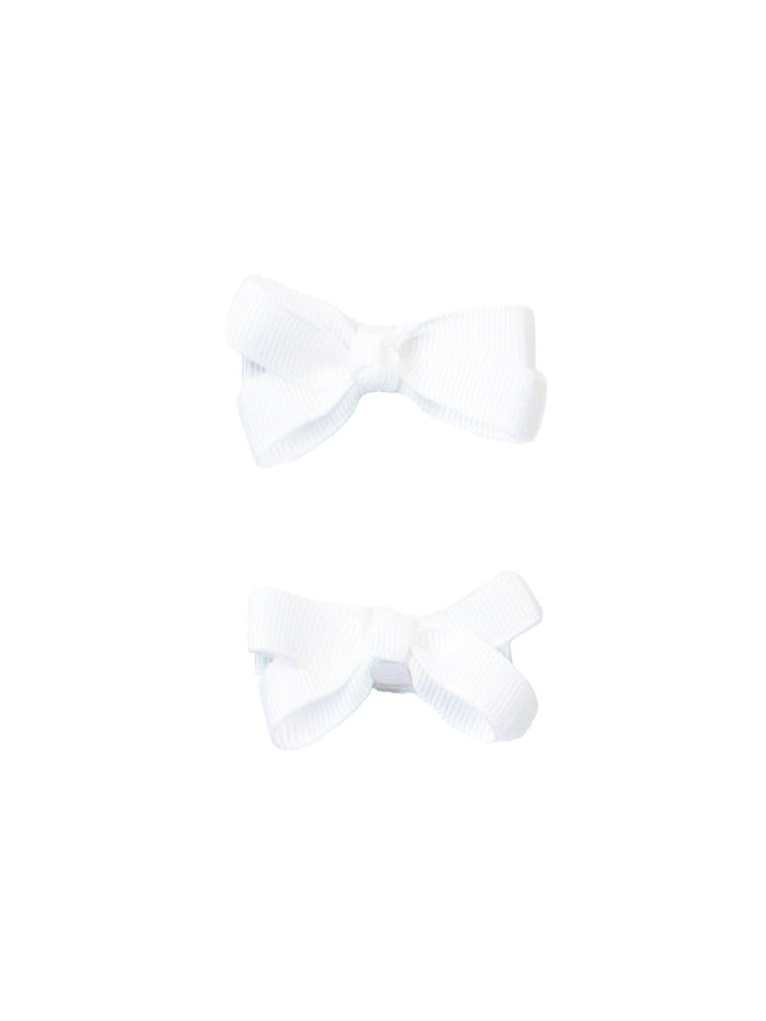 Girls White Mini Bow Hair Clip Set