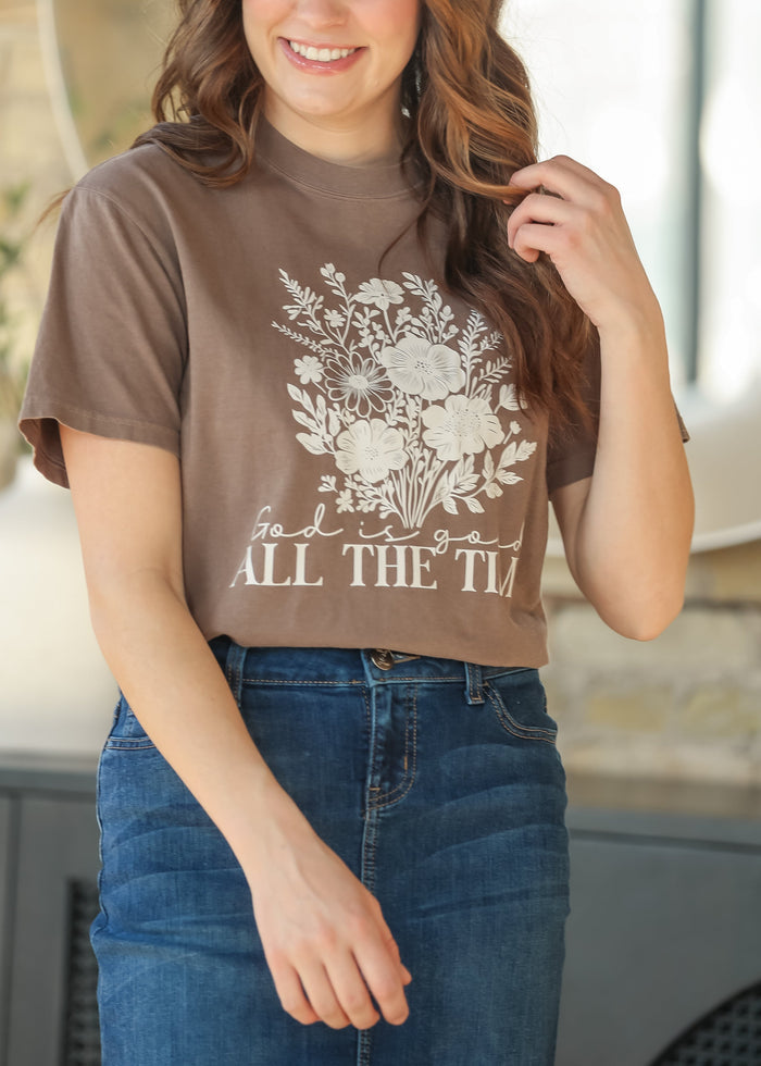 God Is Good Floral Graphic T-Shirt FF Tops
