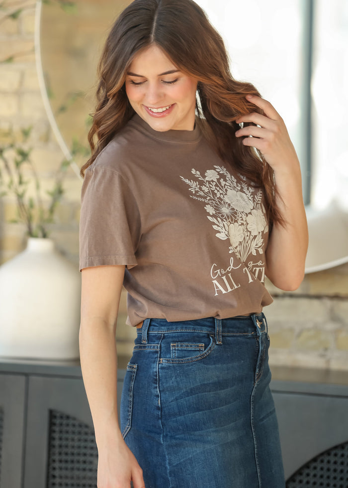 God Is Good Floral Graphic T-Shirt FF Tops