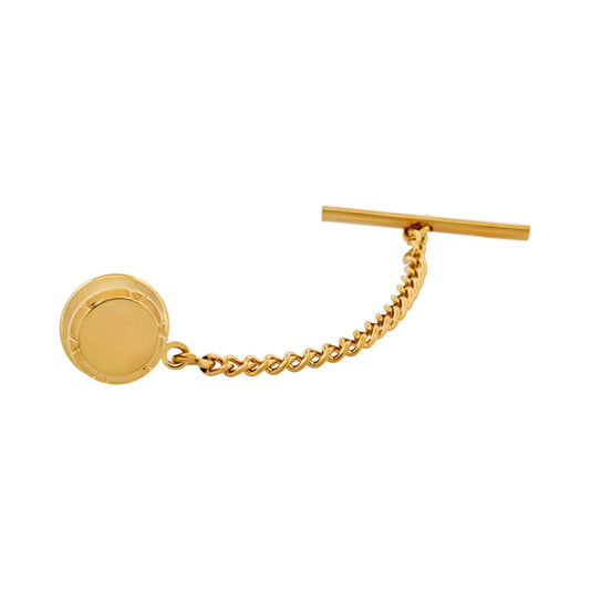 Gold Plated Brushed Centre Tie Tak & Chain