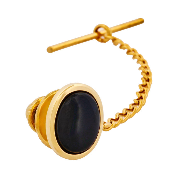 Gold Plated Onyx Tie Tak
