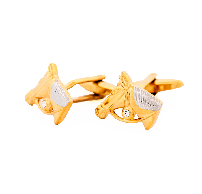 Gold & Rhodium Horse Head Cufflinks
