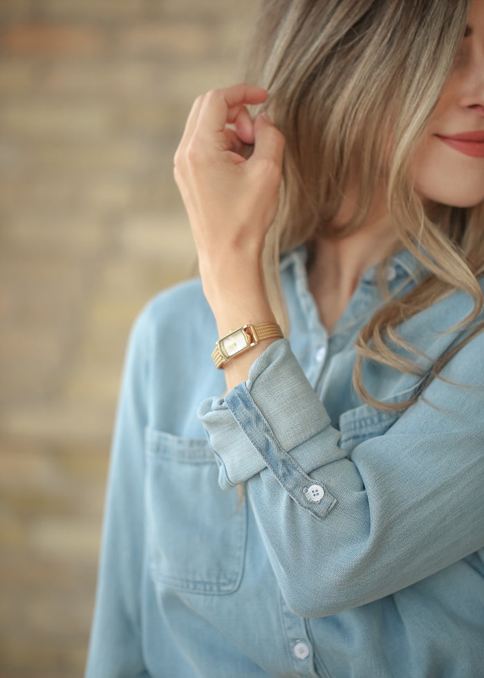 Gold Textured Rectangle Watch Accessory