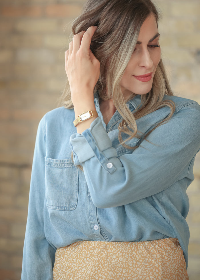 Gold Textured Rectangle Watch Accessory