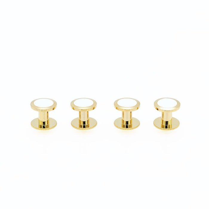 Gold / White Round Shirt Studs - 7mm (pack of 4)
