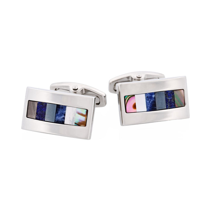 Grey Mother Of Pearl & Lapis Lazuli & Hematite & Solidate & Mop Cufflinks