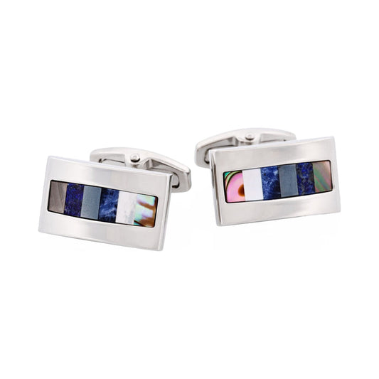 Grey Mother Of Pearl & Lapis Lazuli & Hematite & Solidate & Mop Cufflinks