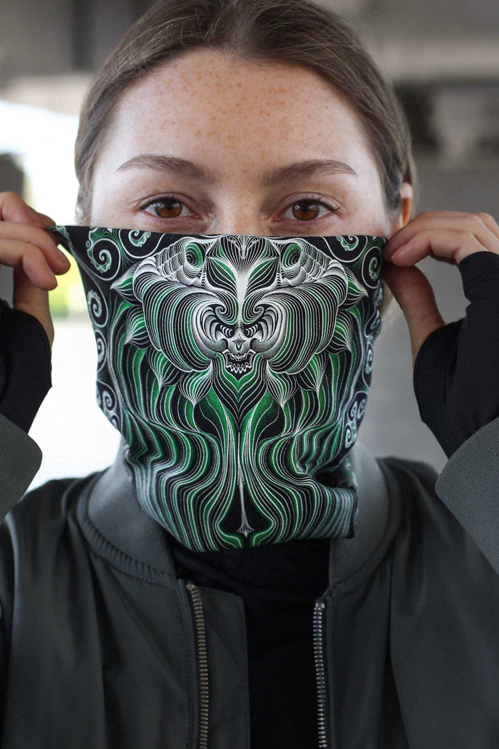 Gulgalta Neck Gaiter Black — visionary art by Symbolika