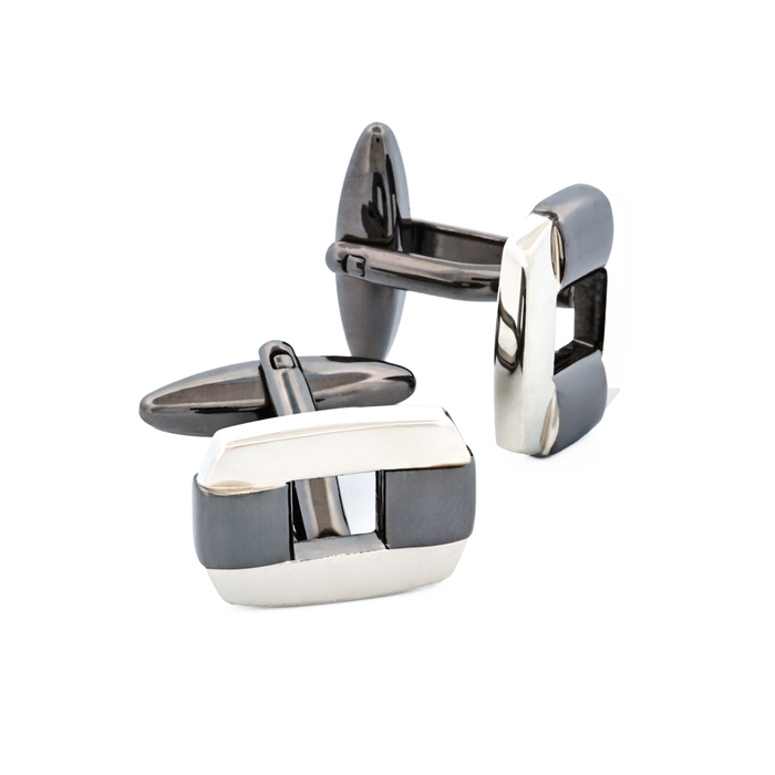 Gun Metal & Rhodium Cutout Cufflinks