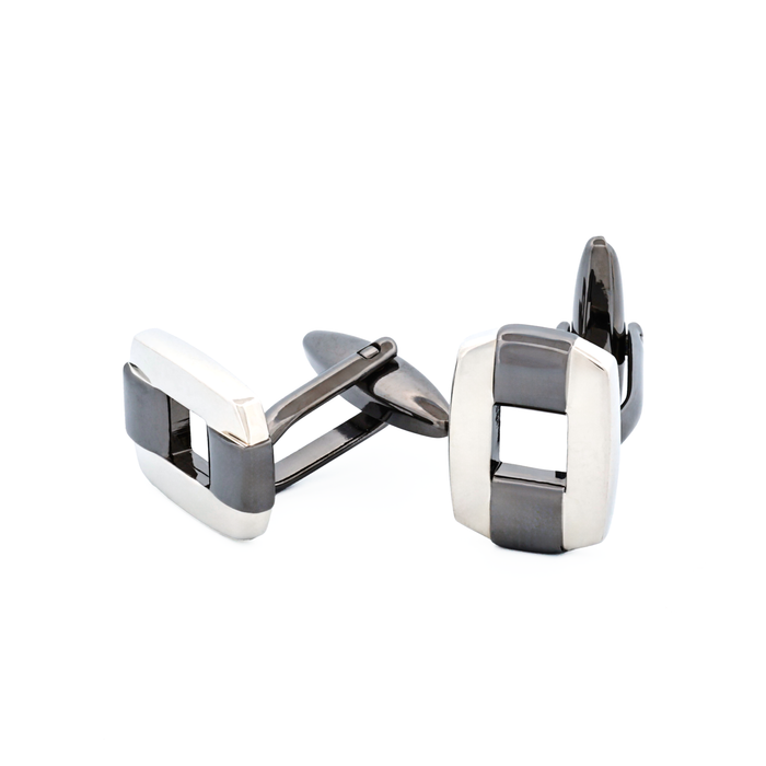 Gun Metal & Rhodium Cutout Cufflinks