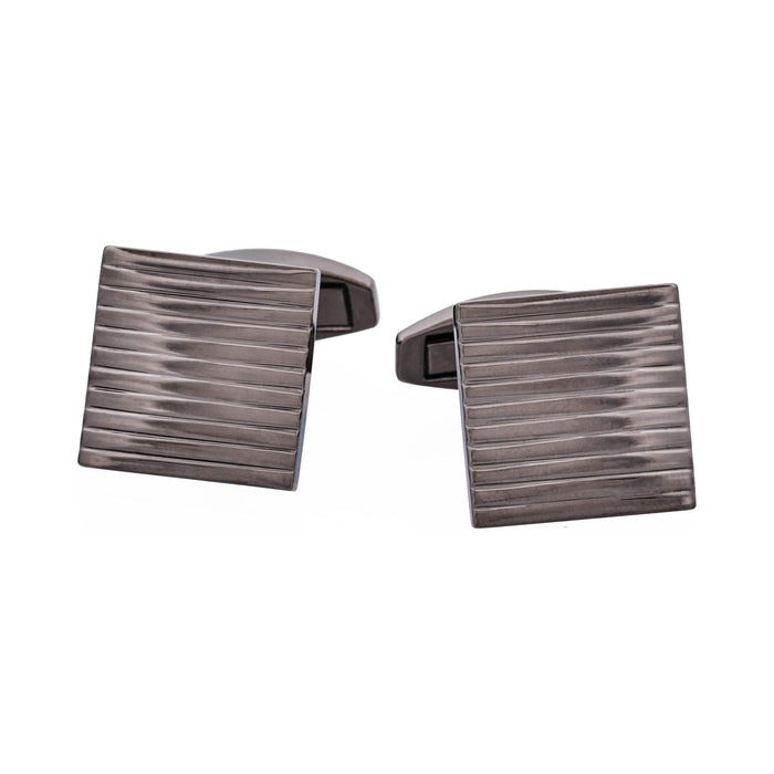 Gun Metal Self Striped Plated Cufflinks