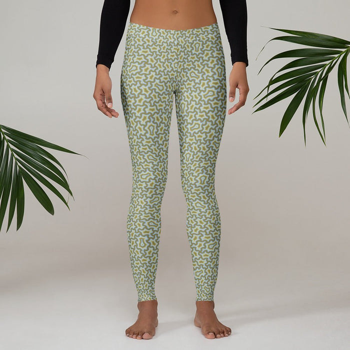 Harpy Gold Grey Geometric Leggings - Tessellated Pattern - symbolika
