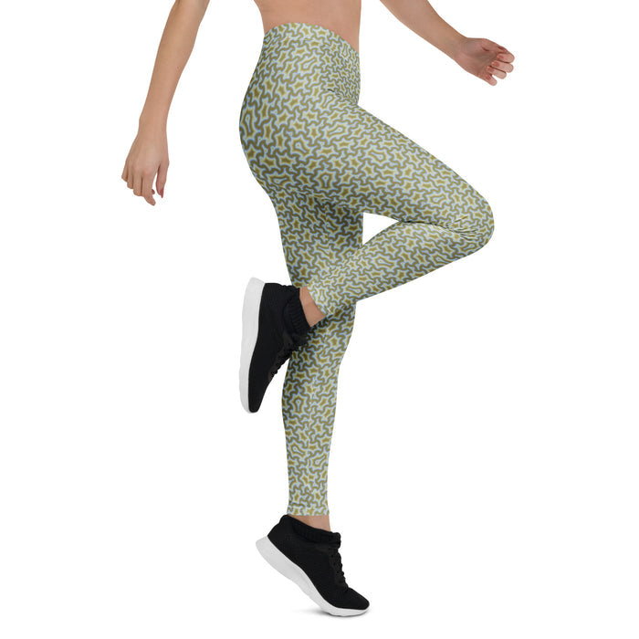 Harpy Gold Grey Geometric Leggings - Tessellated Pattern - symbolika