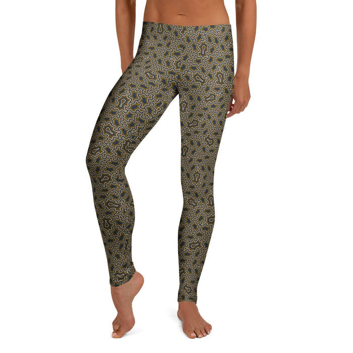 Harpy Steel Cream Geometric Leggings - Architectural Pattern - symbolika