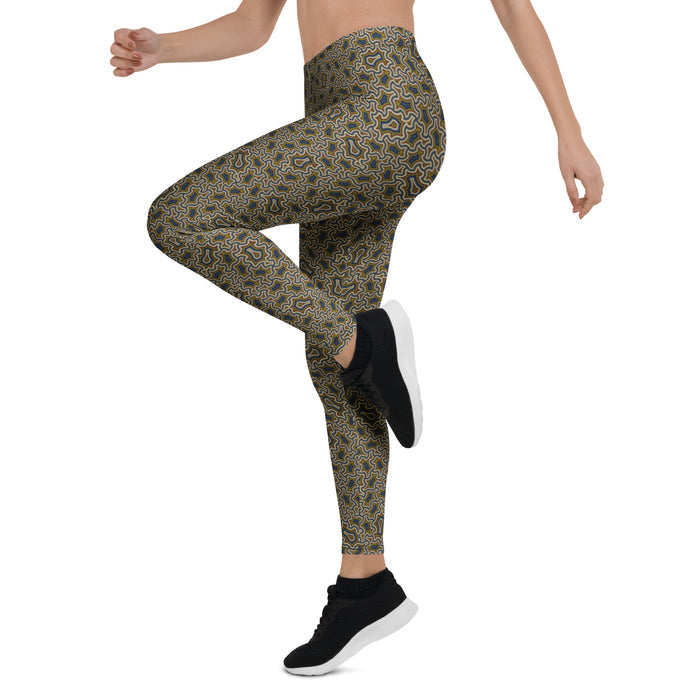 Harpy Steel Cream Geometric Leggings - Architectural Pattern - symbolika