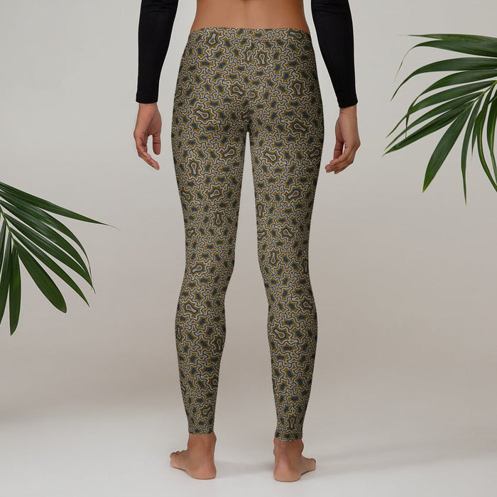 Harpy Steel Cream Geometric Leggings - Architectural Pattern - symbolika
