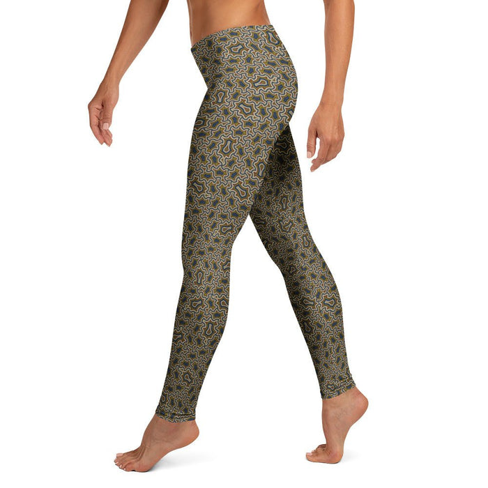 Harpy Steel Cream Geometric Leggings - Architectural Pattern - symbolika