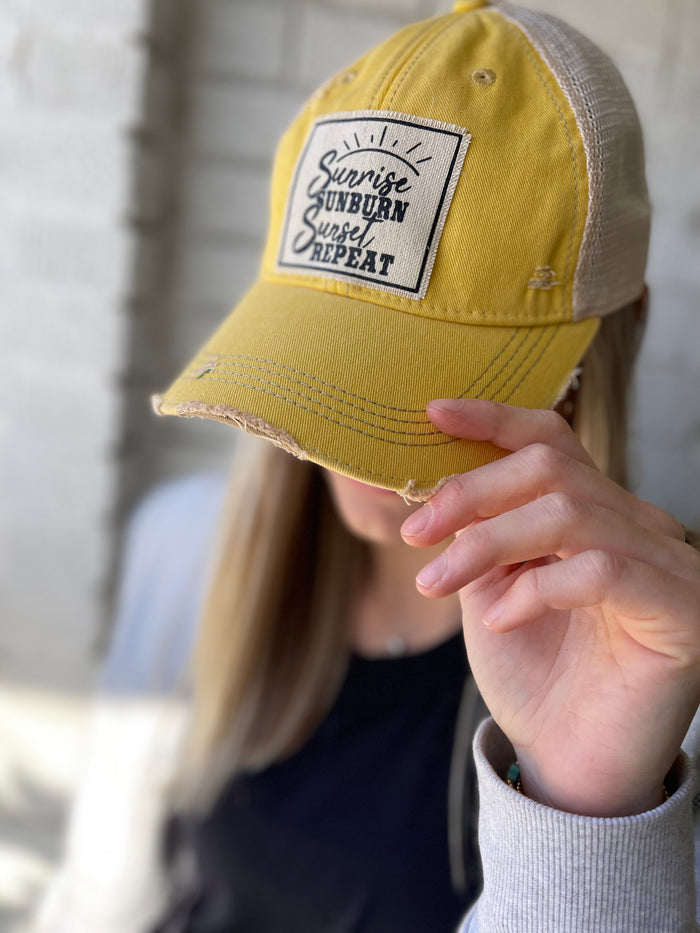 Hat - Sunrise Sunburn Sunset Repeat Yellow
