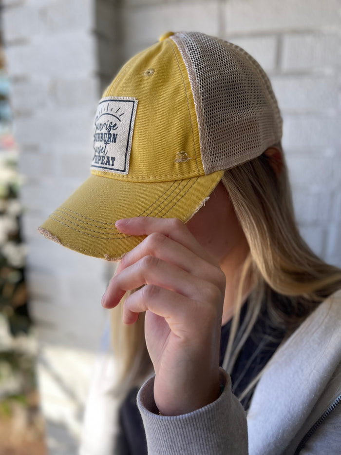 Hat - Sunrise Sunburn Sunset Repeat Yellow