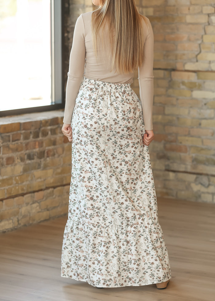 Havyn Cream Floral Lined Maxi Skirt IC Skirts