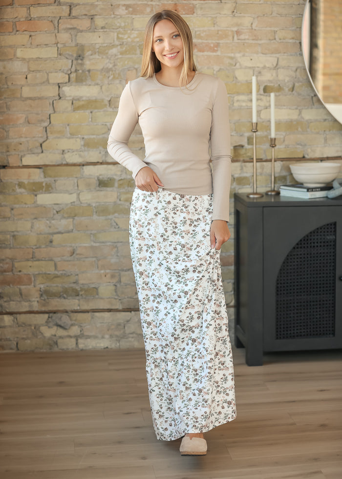 Havyn Cream Floral Lined Maxi Skirt IC Skirts