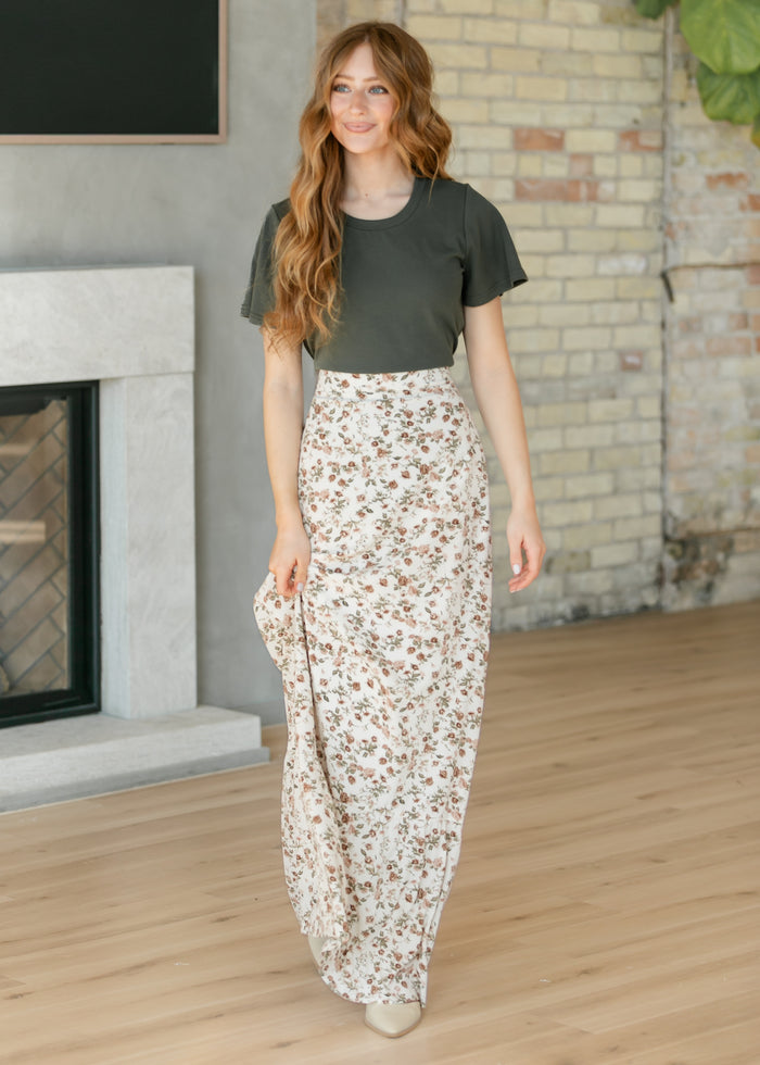 Havyn Cream Floral Lined Maxi Skirt IC Skirts