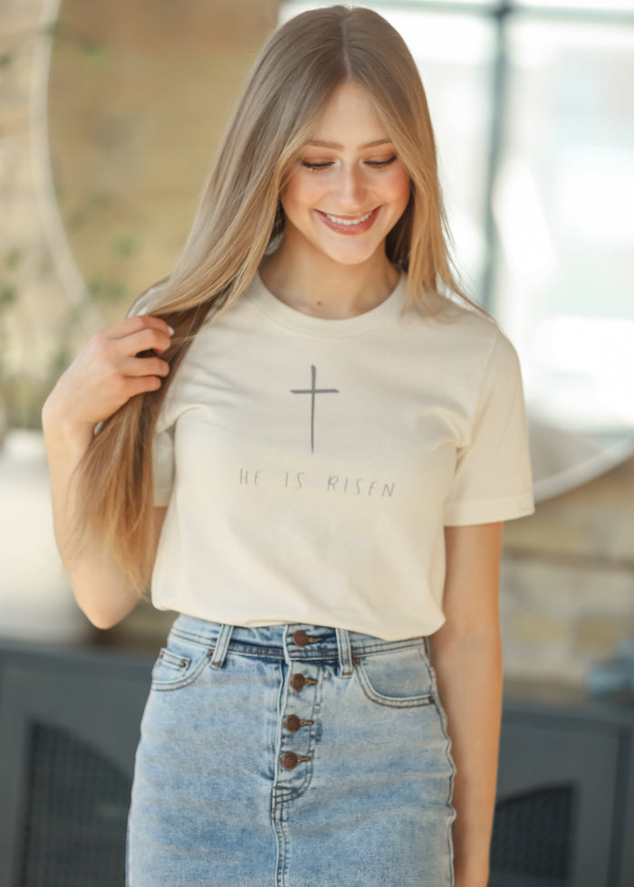 He Is Risen Graphic T-Shirt FF Tops