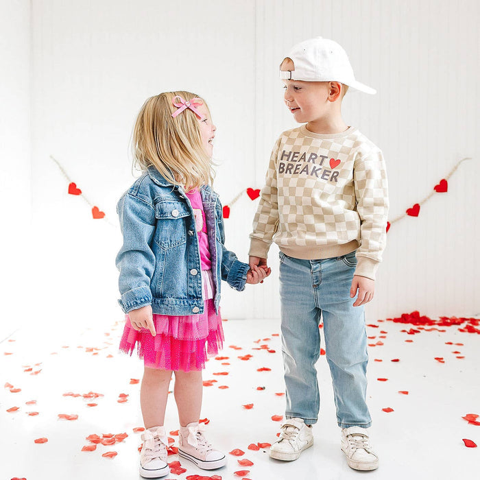 Heartbreaker Checkered Valentine's Day Sweatshirt - Boys