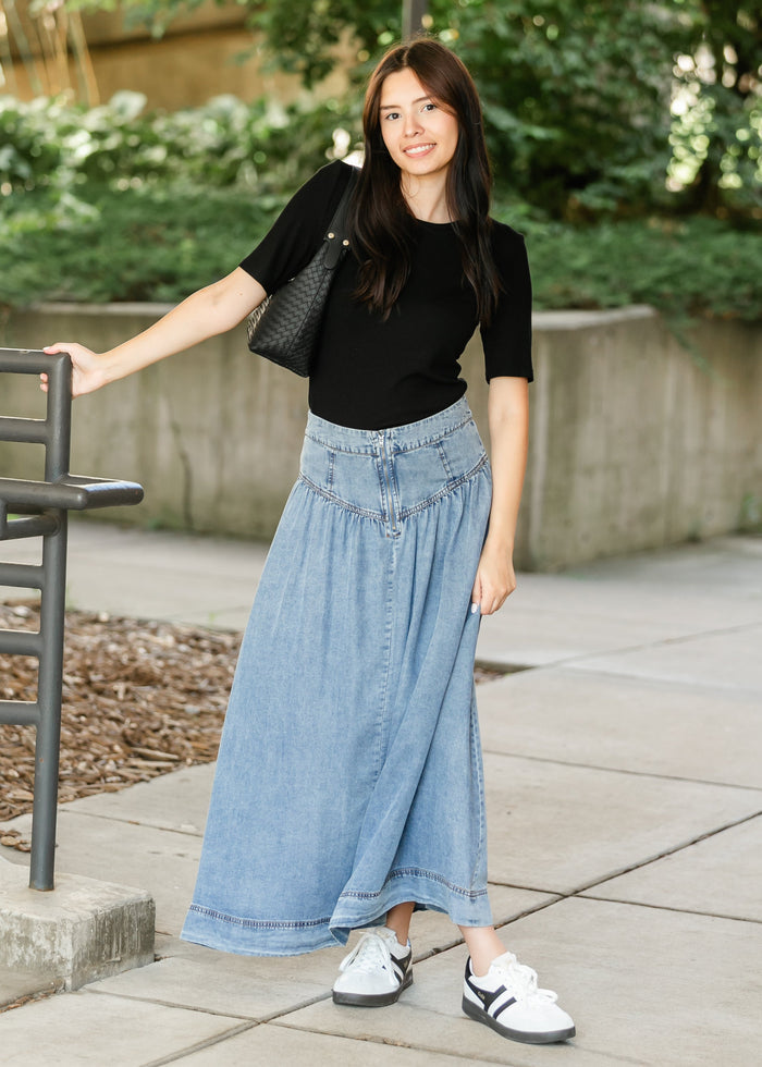 Heartloom® Amela Denim Maxi Skirt FF Skirts