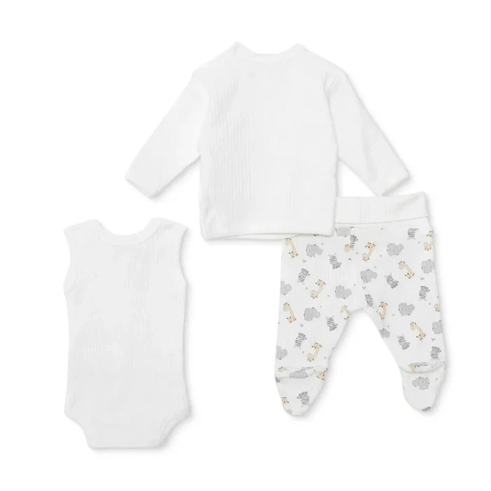 HelloBaby Boys Premature Baby Set Animal with Poppers Envelope Neck Long Leg Long Sleeve - Ecru Ecru - ebebek