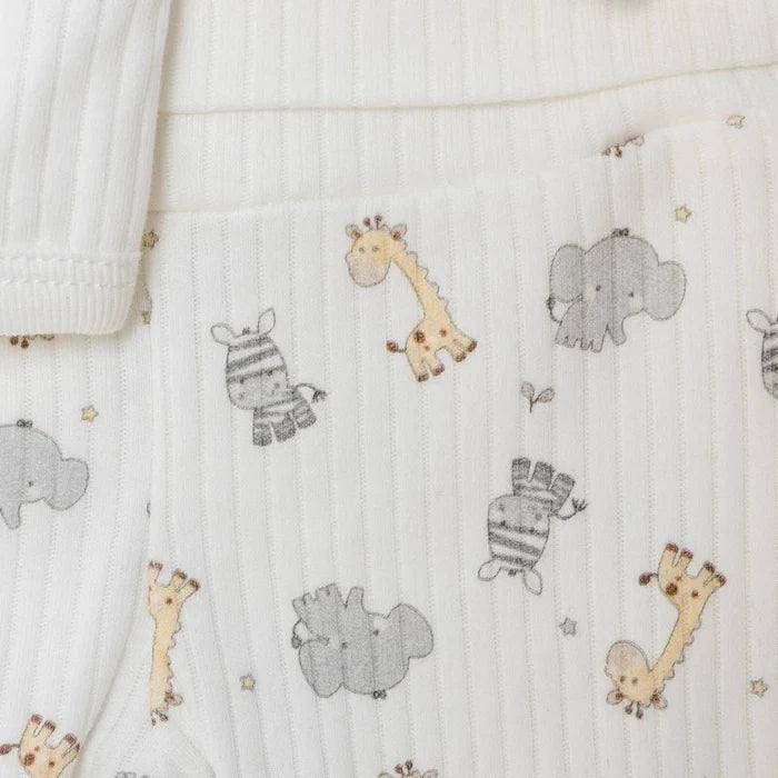 HelloBaby Boys Premature Baby Set Animal with Poppers Envelope Neck Long Leg Long Sleeve - Ecru Ecru - ebebek
