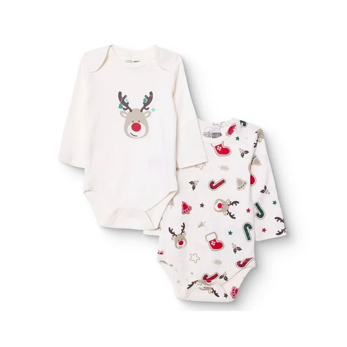 HelloBaby Christmas Baby Boy Long Sleeve Body 2 pcs - Ecru - ebebek - Black Friday